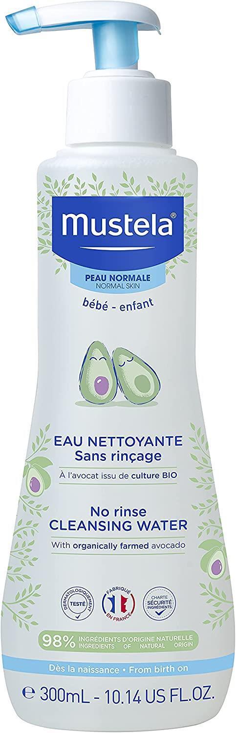 Mustela No-Rinse Baby Cleansing Water, 10.14 fl oz - Gentle, Natural, Vegan Formula for Sensitive Skin - Cleanser
