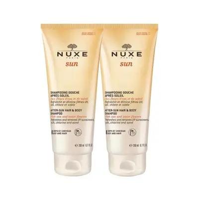 nuxe sun after sun shampoo twin pack bottle, nuxe shampoo for hair and body after sun exposure Nuxe Sun After Sun Hair and Body Shampoo - 200 ml Twin Pack Nuxe Sun After Sun Shampoo - 200 ml Twin Pack nuxe, sun-after-sun, hair-and-body-shampoo, shampoo, post-sun-care, swimming, sunbathing, moisturizing, twin-pack, ai-generated