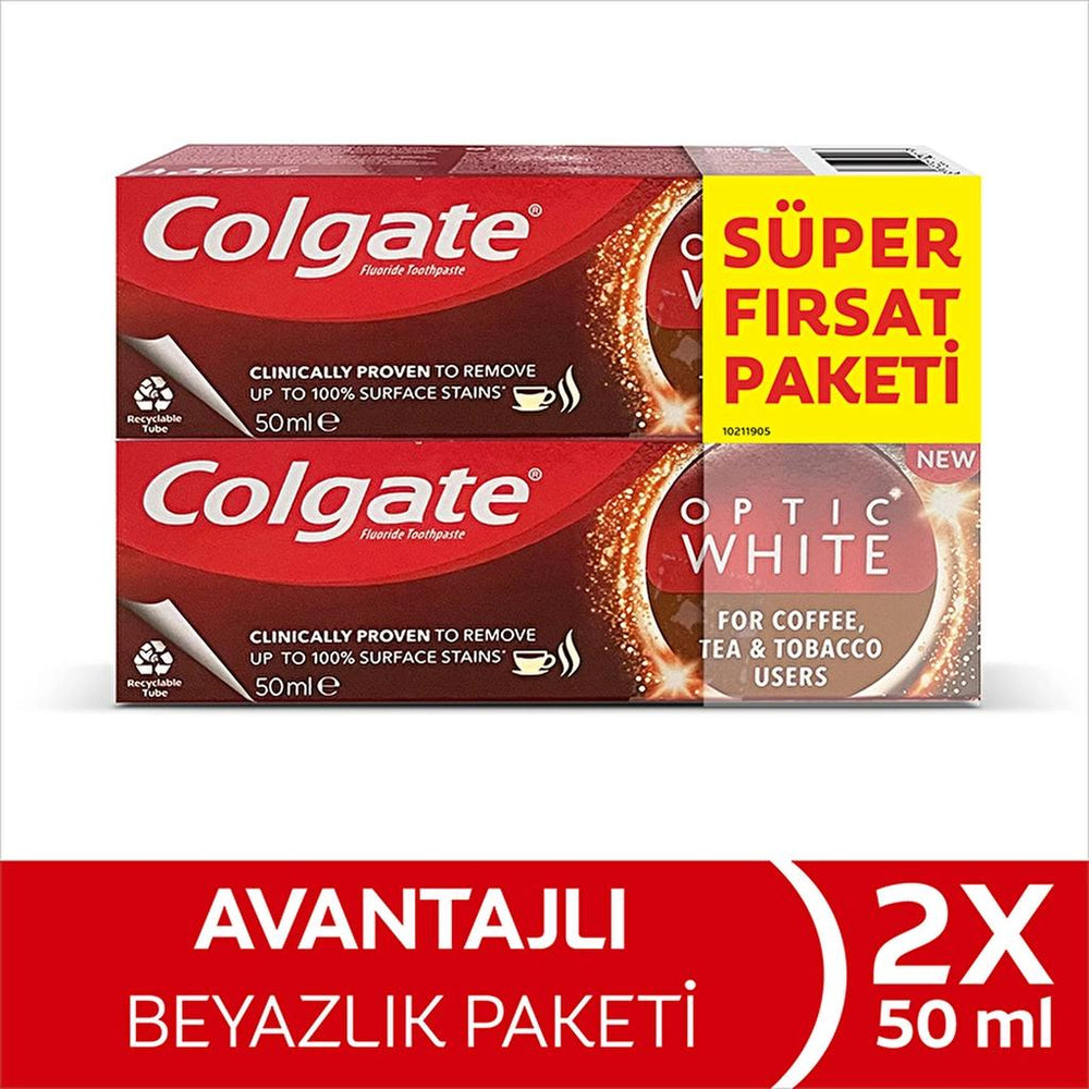 Colgate Optic White Teeth Whitening Toothpaste Duo 2x50ml