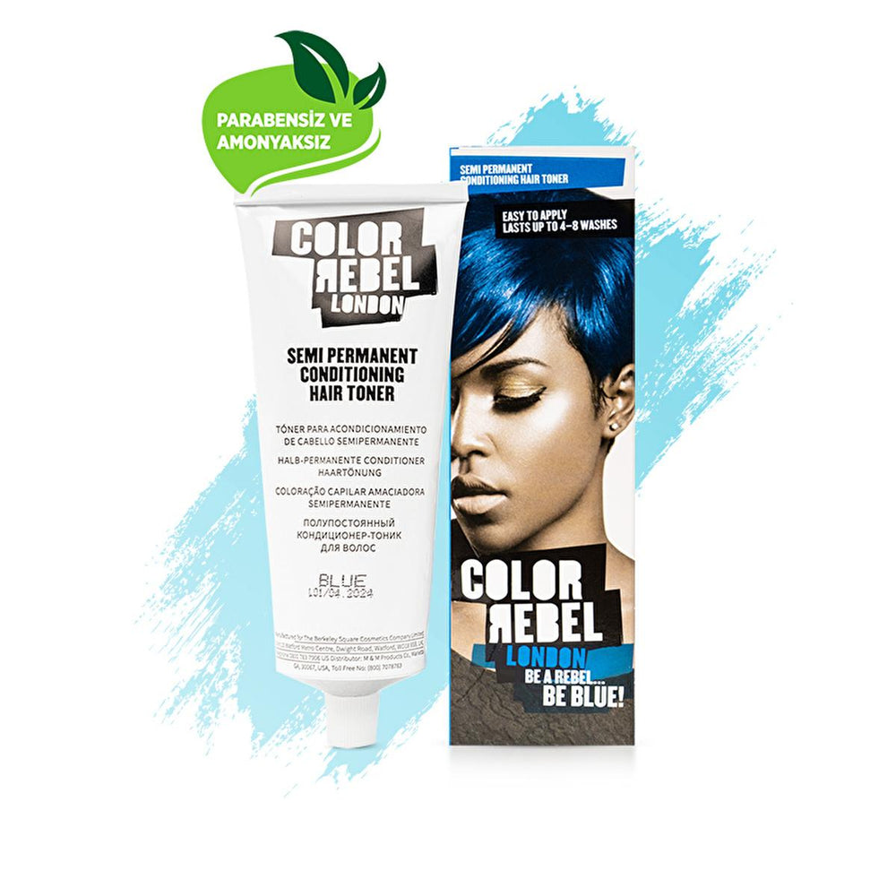Color Rebel London Semi-Permanent Hair Dye - Paraben-Free, Ammonia-Free, Cruelty-Free Mavi 100 ml - Hair Dye