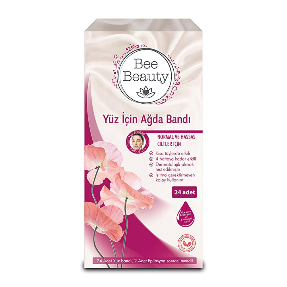 Bee Beauty Facial Wax Strips for Easy Hair Removal - Painless, Dermatologically Tested, 24 Count - Skin Care