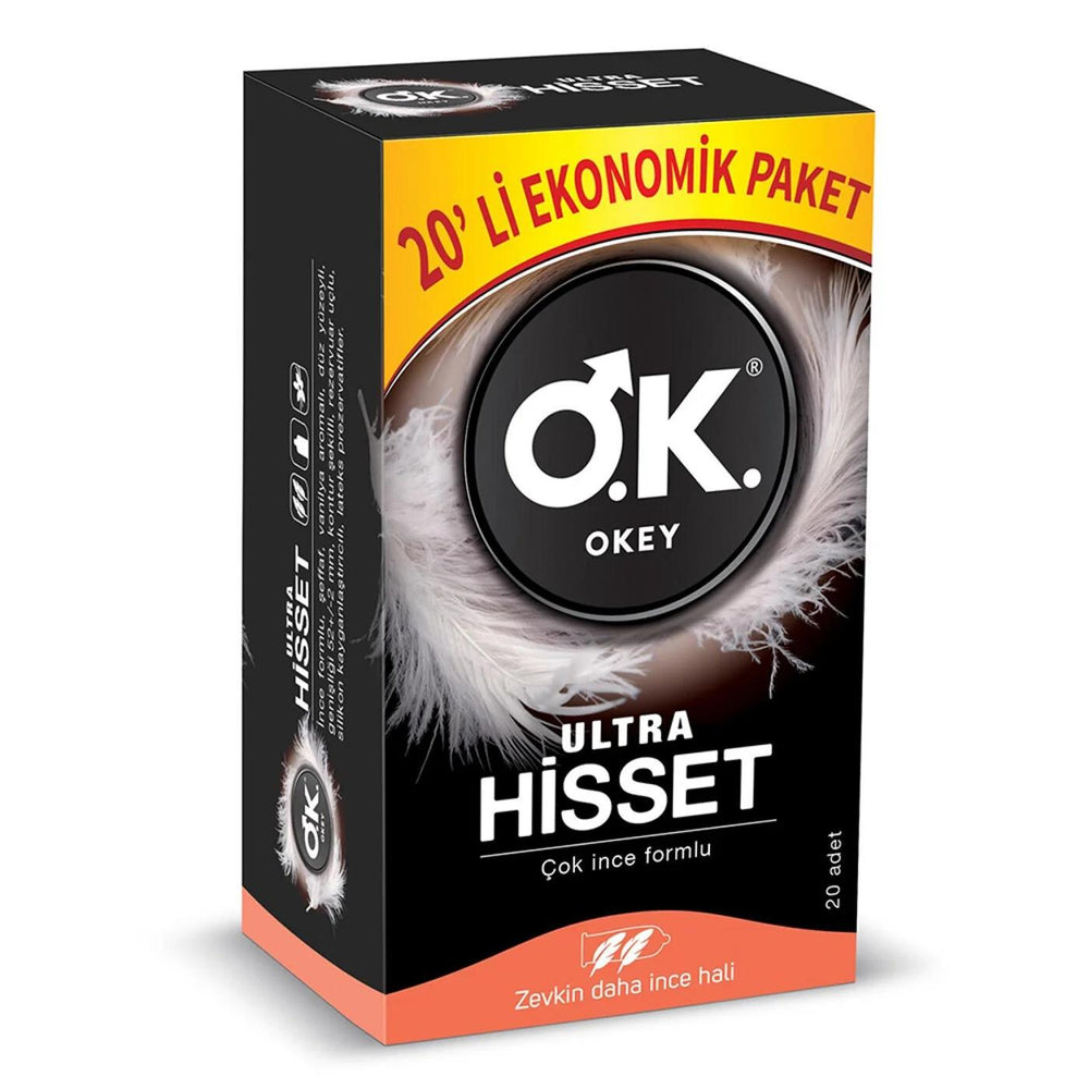 Okey Ultra Hisset Thin Condoms for Extra Sensitivity 20-Pack