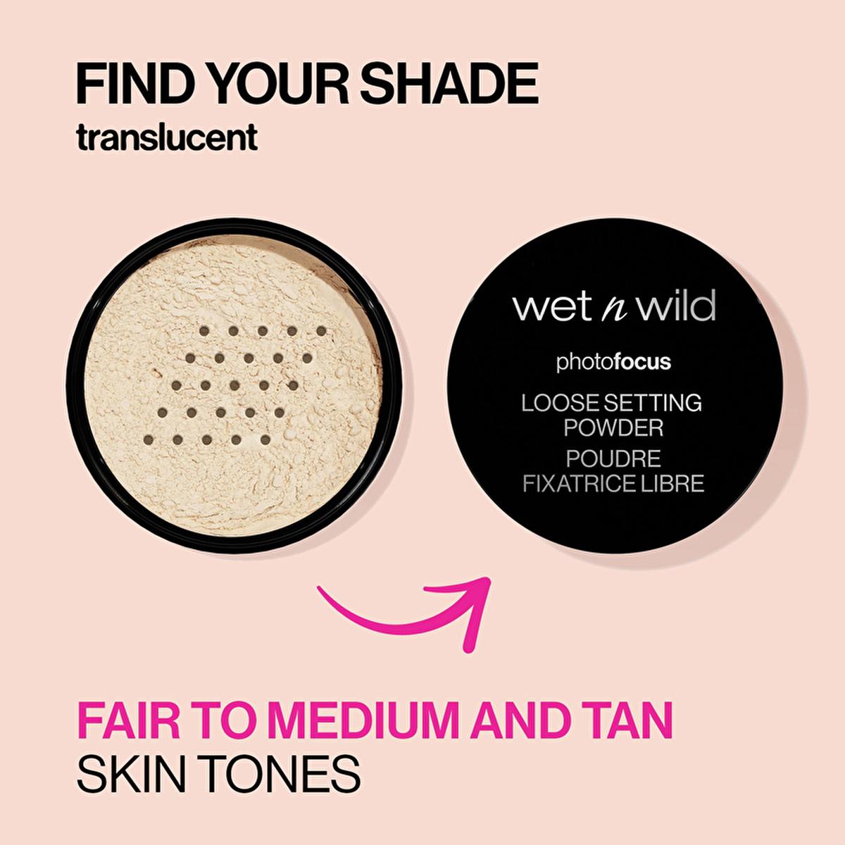 wet n wild photo focus loose setting powder translucent, wet n wild photo focus loose powder in packaging, application of wet n wild setting powder Wet n Wild Photo Focus Loose Setting Powder - Translucent for All Skin Types | 0.7 oz Wet n Wild Photo Focus Loose Setting Powder - Translucent loose-setting-powder, wet-n-wild, translucent-powder, makeup-setting, oil-absorbing, lightweight, baking-powder, cosmetic, photo-focus-powder, ai-generated