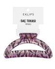 Eklips Purple Zebra Oval Claw Clip for Secure Hair Styling