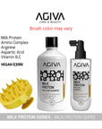 Agiva Milk Protein Hair Care Set: Shampoo, Hair Milk & Comb - Repair Damaged Hair, Restore Shine, Moisturize & Detangle (Brush Color May Vary)