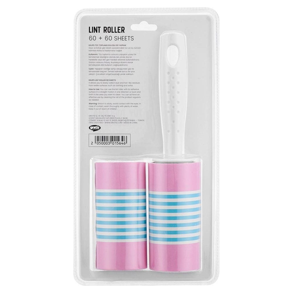 Eklips Lint Roller 60+60 Sheets - Pet Hair and Lint Remover