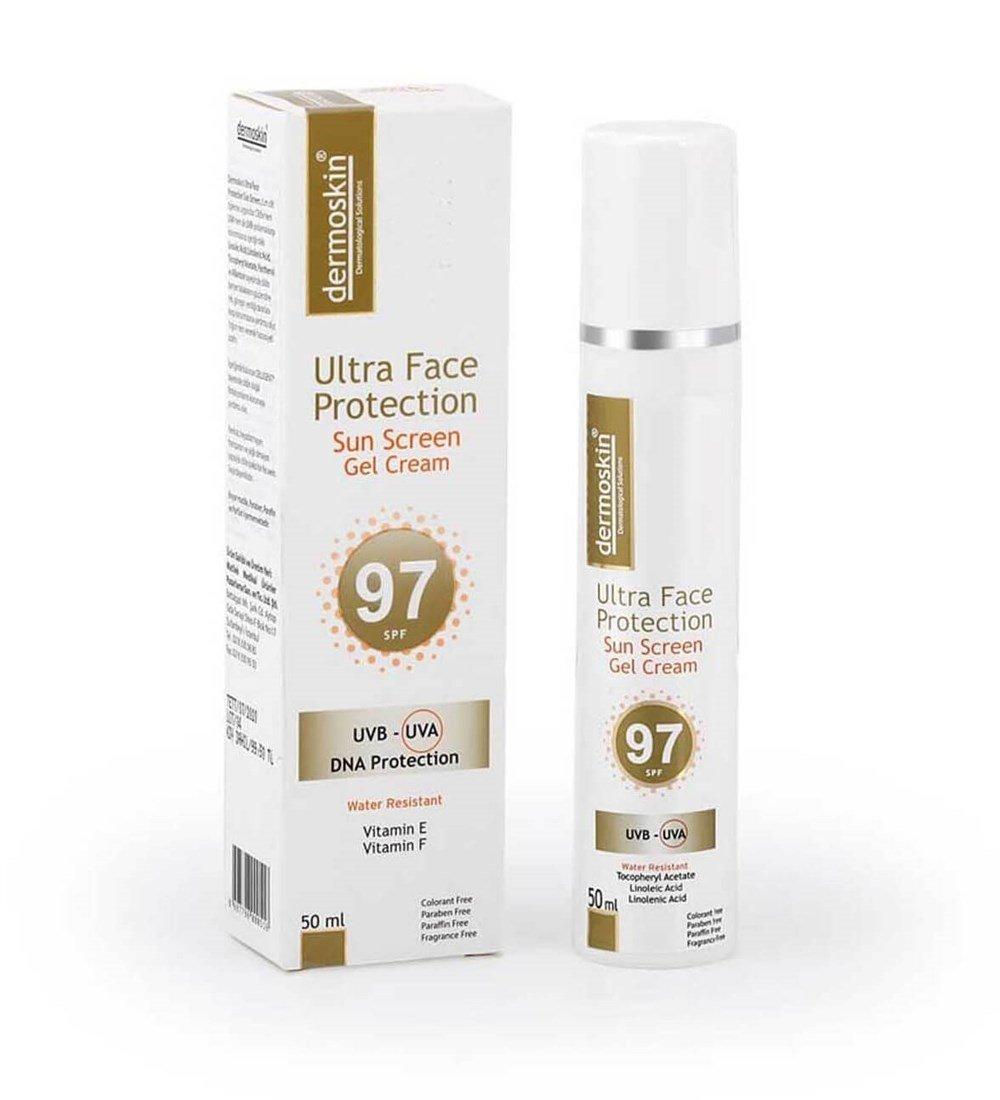 Dermoskin Ultra Face Protection Sun Screen SPF97 Gel Cream for All Skin Types - High SPF Sun Protection, Non-Greasy, Water-Resistant Dermoskin Ultra Face Sun Screen SPF97 - Non-Greasy & Water-Resistant Dermoskin Ultra Face Protection Sun Screen, SPF 97 sunscreen, face sunscreen gel cream, high SPF sun protection, non-greasy sunscreen for all skin types, water-resistant sunscreen, sun care, skincare, outdoor protection, daily sun protection, sports sunscreen, fitness sunscreen, moisturizing sunscreen, UVA pr