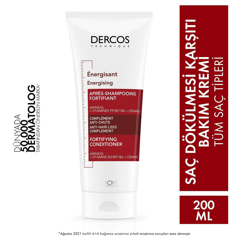 Vichy Dercos Energisant Anti-Hair Loss Hair Cream 200ml - Strengthens & Nourishes Hair - Hair Mask