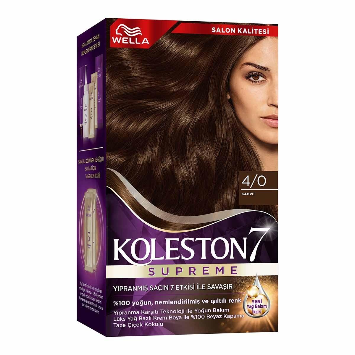 Wella Koleston Supreme 4/0 Kahve Hair Dye: Long Lasting, Intense Color & Gray Hair Coverage with Damage Repair - At Home Hair Color Kit Wella Koleston 4/0 Kahve: Long Lasting Hair Color & Gray Coverage hair dye, hair color, permanent hair dye, at home hair color, hair coloring kit, long lasting hair color, gray hair coverage, Wella Koleston Supreme, 4/0 kahve, damage repair hair color, Wella hair dye, Koleston Supreme, kahve, brown hair dye, at-home hair color, hair color kit, gray coverage, hair repair, oi