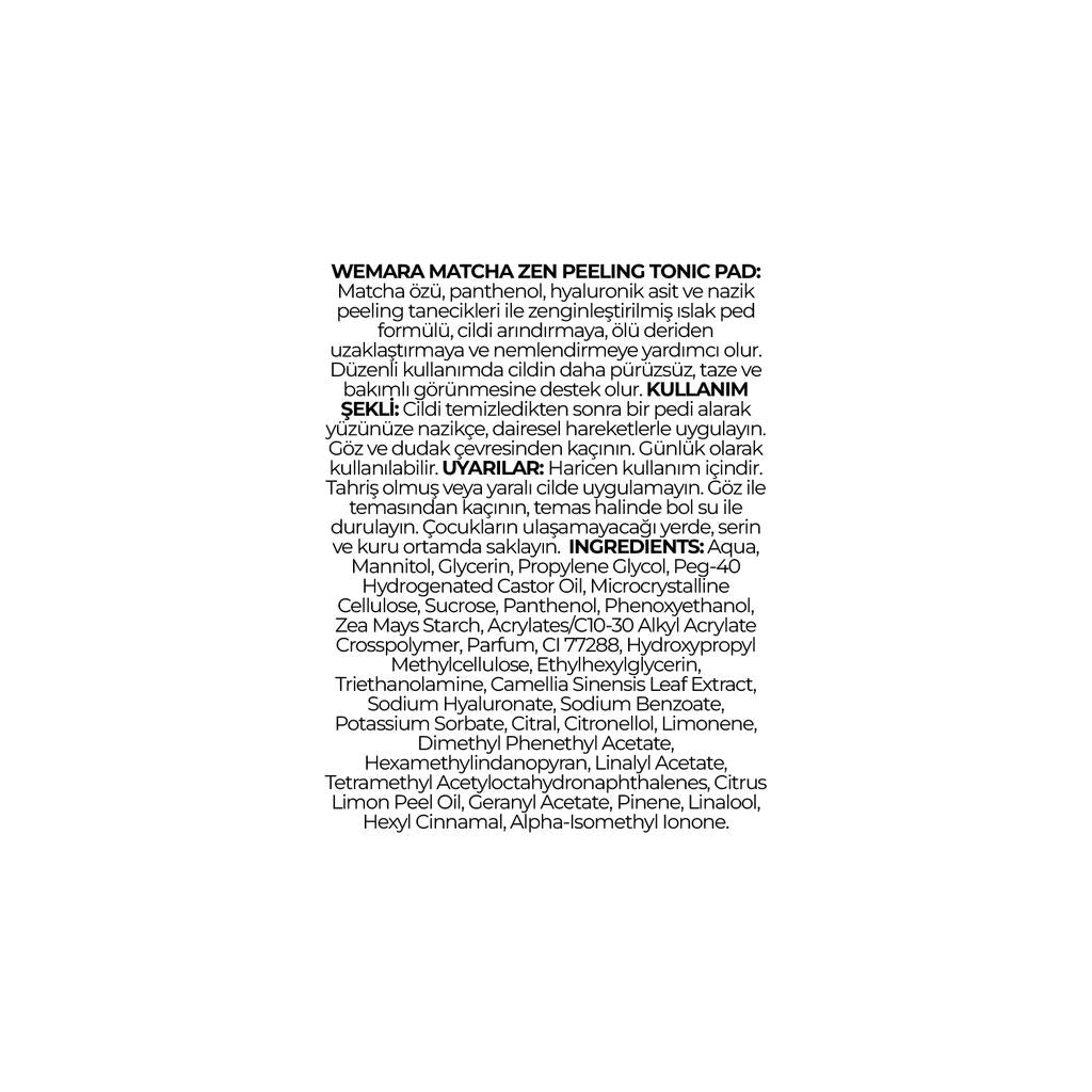 WeMara Matcha &amp; Zen Peeling Toner Pads 40 Count