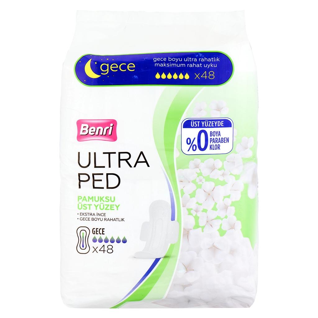 Benri Ultra Hygienic Cotton Night Pads for Comfort 48-Pack
