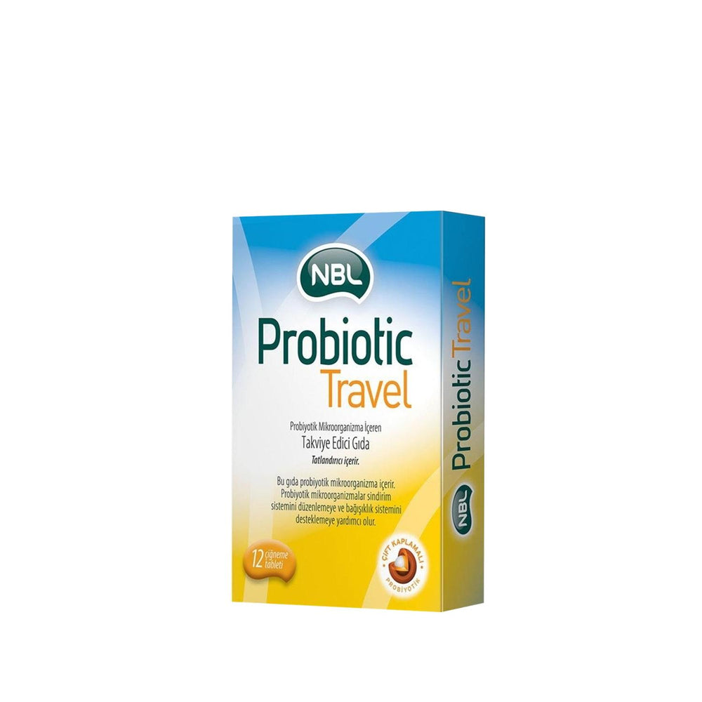 NBL Probiotic Travel: Chewable Probiotics for Digestive Health & Immunity Boost - Travel-Friendly, 12 Tablets NBL Probiotic Travel: Chewable Probiotics for Gut Health Probiotic travel, Travel probiotics, Chewable probiotics, Digestive health travel, Immunity boost travel, Probiotic Supplement, Gut health, Immune support, Digestive support, Travelers, Health-conscious individuals, Travel-friendly, Chewable, Gut flora, Digestive balance, Immunity boost, Bloating relief, Gas relief, Irregularity relief