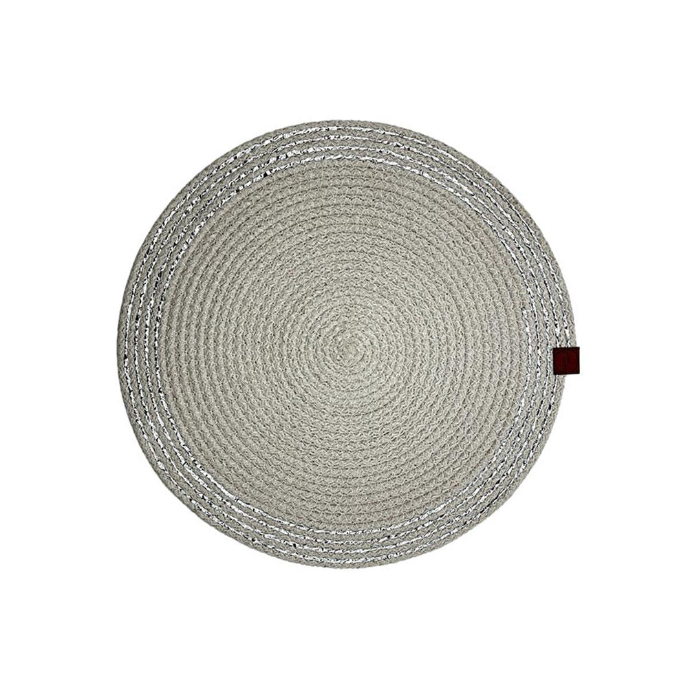 Luna Cucina Handmade Jute Decorative Plate - Washable, 12.6 Inch Diameter, Metallic Thread Embellishment for Elegant Table