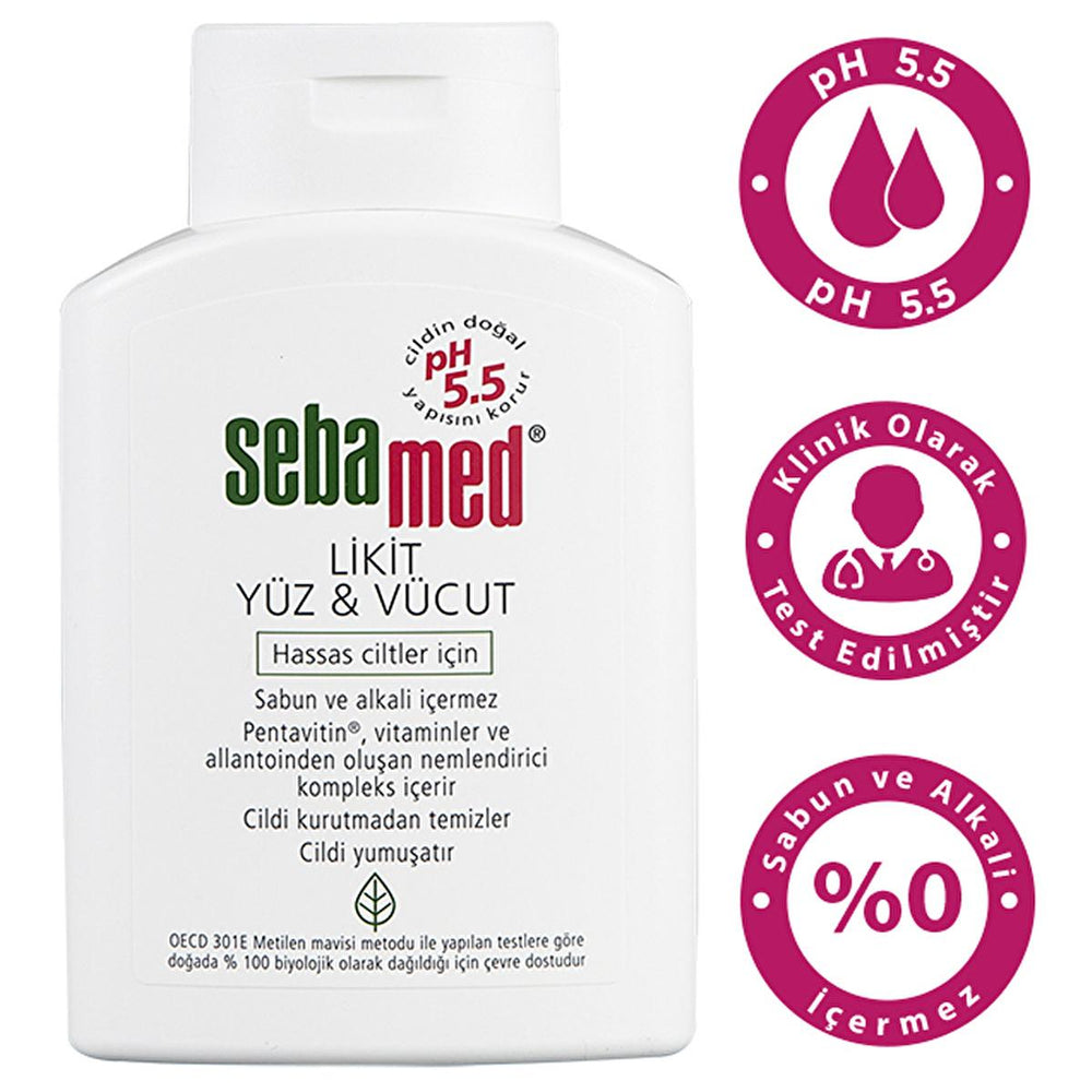 Sebamed Liquid Face and Body Cleanser - Gentle pH 5.5 Skincare for Sensitive Skin, Moisturizing & Vitamin-Enriched - Cleanser