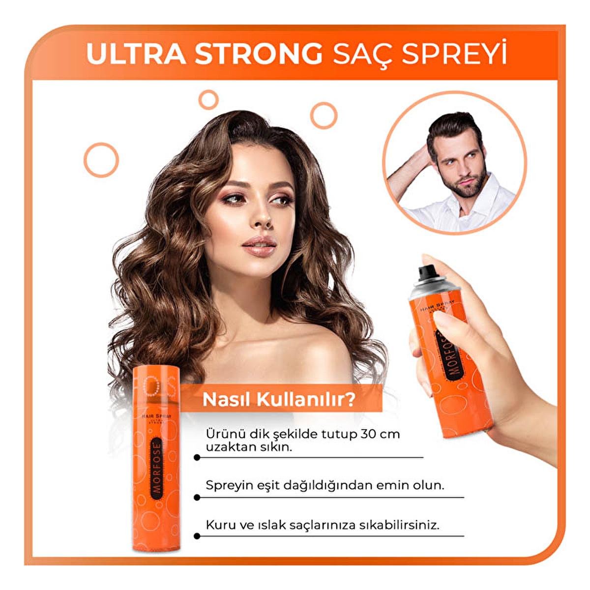 Morfose Ultra Strong Hair Spray - Keratin & Provitamin Enriched, Non-Greasy, Long-Lasting Style for All Hair Types Morfose Ultra Strong Hair Spray - Long-Lasting Style Strong hold hair spray, Keratin hair spray, Provitamin hair care, Non-greasy hair styling, Easy to style hair spray, Hair care products, Styling products for all hair types, Long-lasting hairstyle, Hair vitality, Hair shine, Lightweight hair spray, Residue-free hair styling