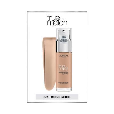 Loreal Paris True Match Foundation - Natural Look, Long Lasting, Hydrating Makeup for All Skin Types - 3R Rose Beige Loreal Paris True Match Foundation - Natural & Long Lasting Loreal Paris True Match Foundation, Foundation Makeup, Natural Look Foundation, Long Lasting Foundation, Hyaluronic Acid Foundation, Hydrating Makeup, Makeup for All Skin Types, Cosmetic, Beauty Product, Skincare Makeup, 3R Rose Beige, Rose Beige Foundation