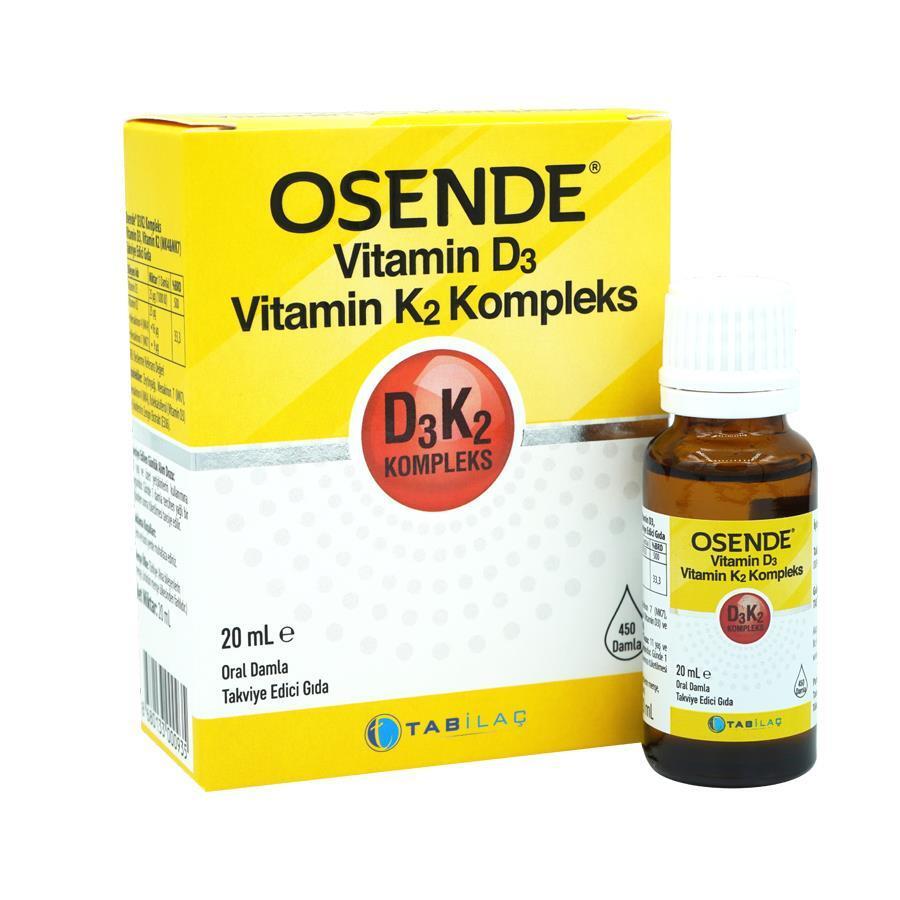 Osende Vitamin D3K2 Complex Drops - Supports Bone Health & Cardiovascular System - 20ml Bottle - Vitamin & Supplement
