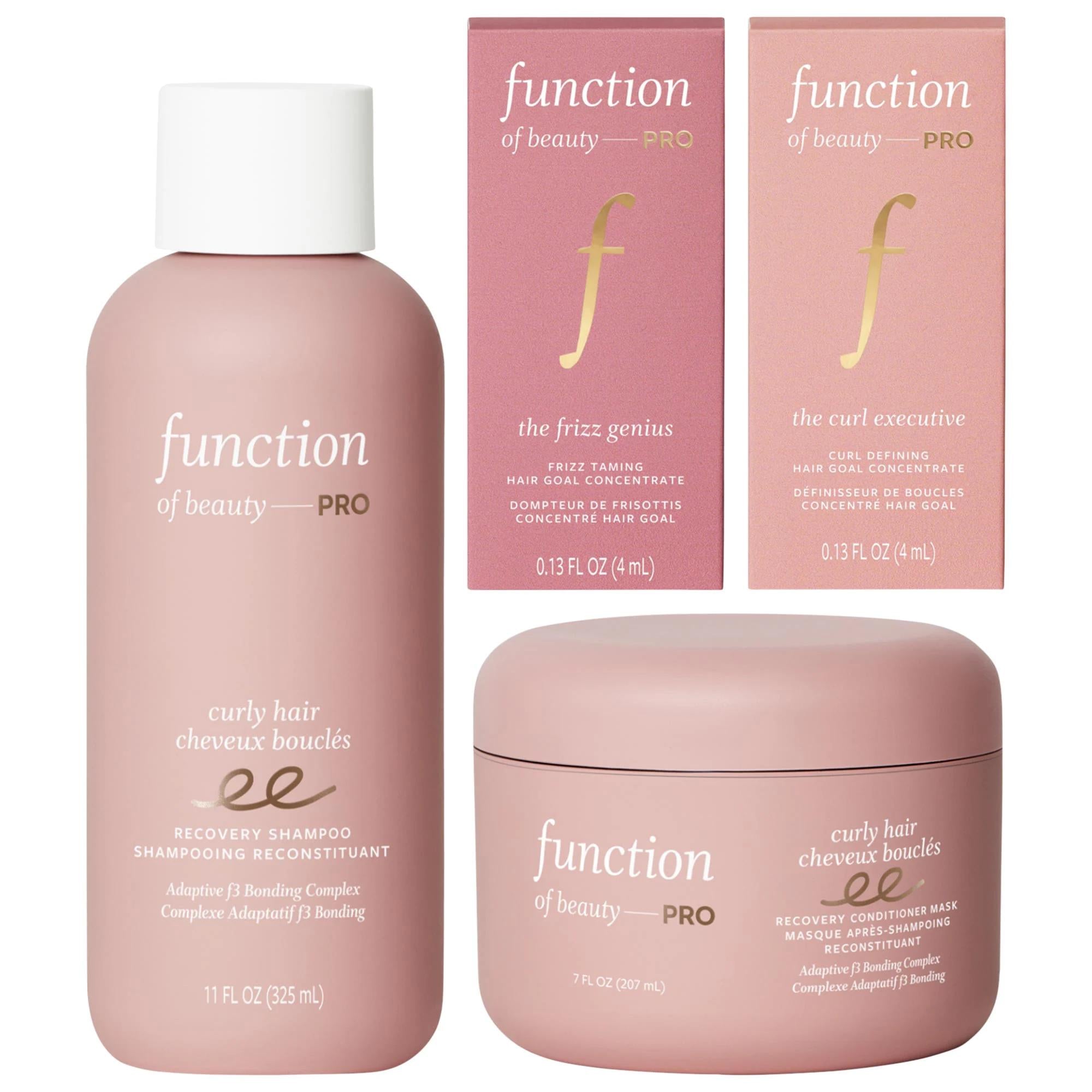 Function of Beauty Curly Hair Care Set - Repair Damaged Hair, Anti-Frizz, Curl Defining, Cruelty-Free & Gluten-Free Function of Beauty Curly Hair Care - Repair & Define Curls curly hair care set, repair damaged hair, anti-frizz hair products, curl defining hair products, cruelty-free hair care, gluten-free hair care, customizable hair care, hair repair, curl enhancement, damage repair, frizz reduction, cleaner hair care, natural hair care, personalized hair care, curly hair repair, hair care for damaged hai