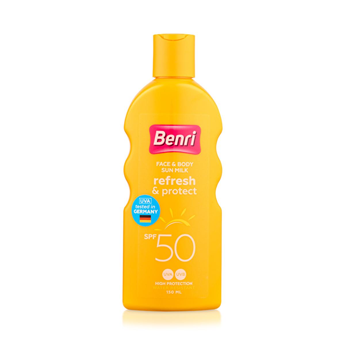 Benri 50 SPF Sunscreen Lotion: Superior UVA/UVB, Water Resistant Sun Protection For Sensitive Skin - 150ml Benri 50 SPF Sunscreen: Water Resistant UVA/UVB Protection sunscreen, sunscreen lotion, 50 SPF sunscreen, sun protection, sensitive skin sunscreen, water resistant sunscreen, UVA UVB protection, sunburn prevention, broad spectrum sunscreen, best sunscreen for face, sunblock, sun cream, UVA protection, UVB protection, water resistant, sweat resistant, non-irritating sunscreen, hypoallergenic sunscreen, 