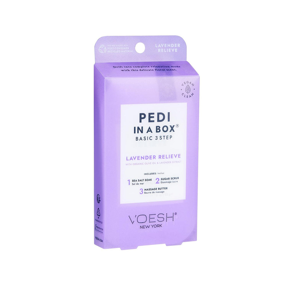 Voesh New York Pedi In A Box Basic Pedicure 3-Step Lavender Kit for At-Home Spa Experience Voesh New York 3-Step Lavender Pedicure Kit - At-Home Spa at-home pedicure kit, 3-step pedicure set, lavender pedicure, Voesh New York pedicure, basic pedicure care, self-care, personal grooming, spa products, pedicure routine, at-home spa, relaxation, lavender scented, Voesh New York Pedi In A Box, basic pedicure set, gift ideas for her, self-care essentials