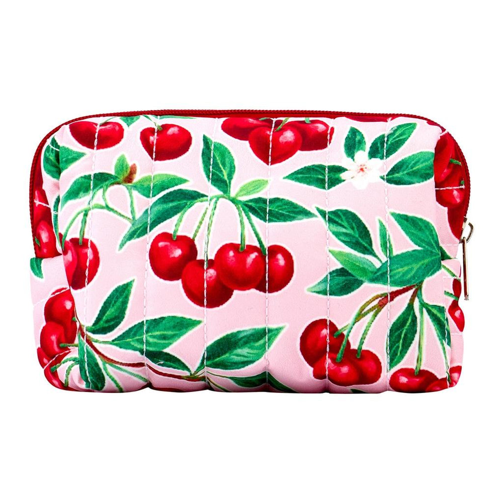 Eklips Cherry Quilted Makeup Bag for Travel and Storage