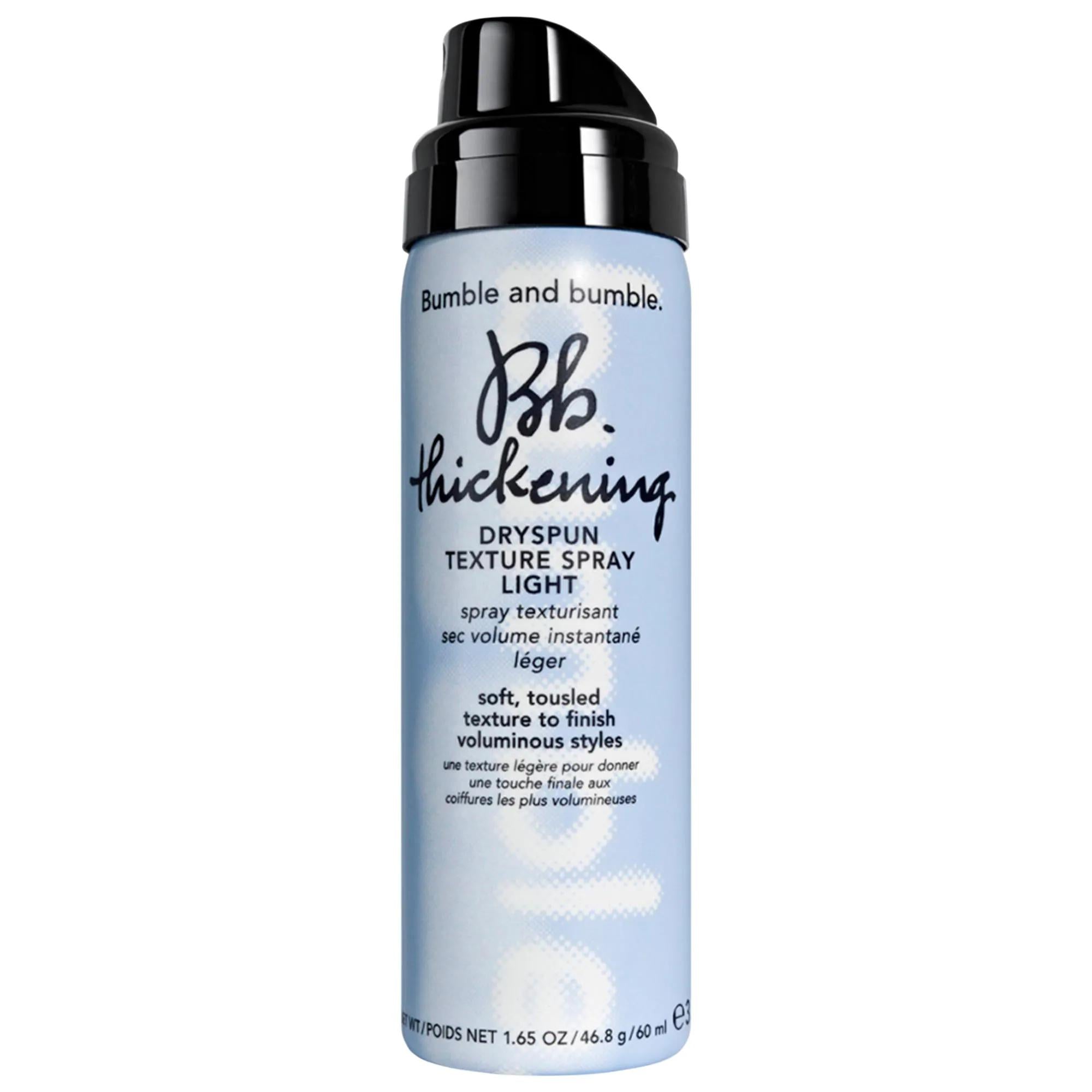Bumble and bumble Thickening Dryspun Texture Spray Light - Translucent Hair Texturizing Spray for Medium to Thick Hair, Light Hold, Color Safe, UV Protection Bumble and bumble Hair Texturizing Spray - Light Hold, Color Safe hair texturizing spray, light hold styling product, translucent hair spray, medium to thick hair texture, color safe hair products, UV protection hair care, hair care, styling products, texturizing spray, Bumble and bumble, hair texture, volume, nourishing hair products, chemical-free ha