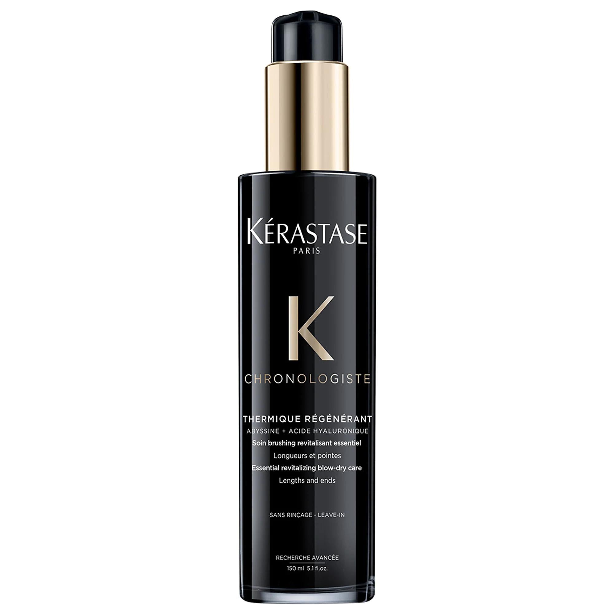 Kérastase Chronologiste Heat Protectant Leave-In Hair Treatment: Frizz Control, Shine &amp; Damage Repair Up to 450°F Kérastase Heat Protectant: Frizz Control &amp; Heat Damage Repair heat protectant for hair, leave-in hair treatment, frizz control hair product, hair shine serum, heat protection spray, hyaluronic acid hair treatment, vitamin E hair serum, Chronologiste hair treatment, heat damage repair, anti frizz cream, heat protectant, leave in treatment, frizz control, hair shine, heat protection, hyaluronic ac