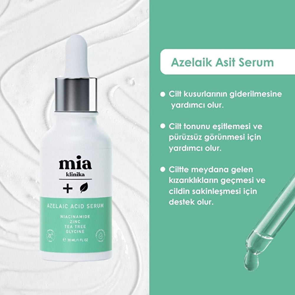 Mia Klinika Azelaic Acid Serum: Acne, Blemish & Hyperpigmentation Treatment | Tea Tree Oil & Zinc Infused | Reduce Redness & Even Skin Tone Mia Klinika Azelaic Acid Serum: Acne, Blemish, Redness Control Azelaic Acid Serum, Acne treatment serum, Blemish reducing serum, Skin tone serum, Tea tree oil serum, Zinc serum, Mia Klinika serum, Hyperpigmentation treatment, acne, blemishes, hyperpigmentation, skin tone, tea tree oil, zinc, skincare, serum, moisturizing, nourishing, skin imperfections, redness, inflamm