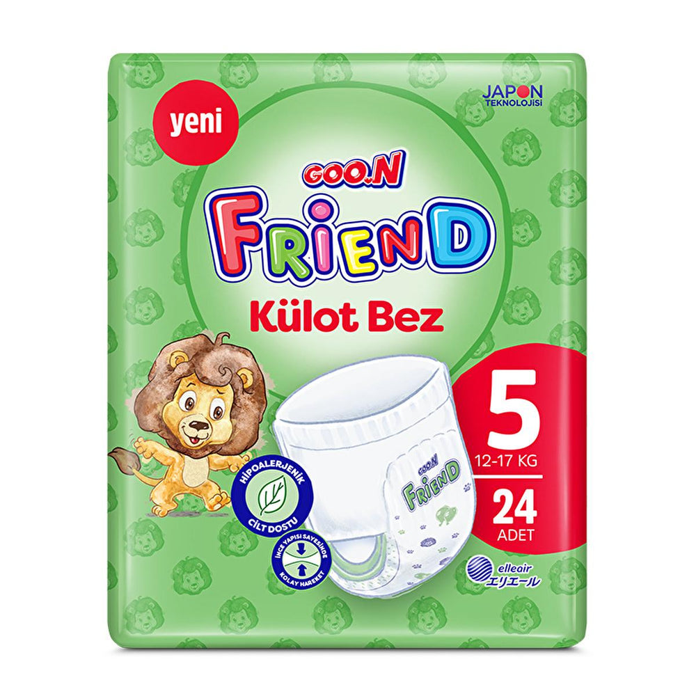 Goon Friend Size 5 Baby Diaper Pants: 24 Count, Hypoallergenic, Skin-Friendly, and Designed for Comfort & Freedom Goon Friend Size 5 Baby Diapers - Hypoallergenic & Comfy baby diaper pants, hypoallergenic diapers, size 5 diapers, külot bebek bezi, pull up diapers, skin-friendly diapers, infant diapers, toddler diapers, baby diapers, diapers, diaper pants, flexible waistband, thin diapers, sensitive skin diapers, baby essentials, new mom essentials, baby care, comfortable diapers, leakproof diapers, size 5, 