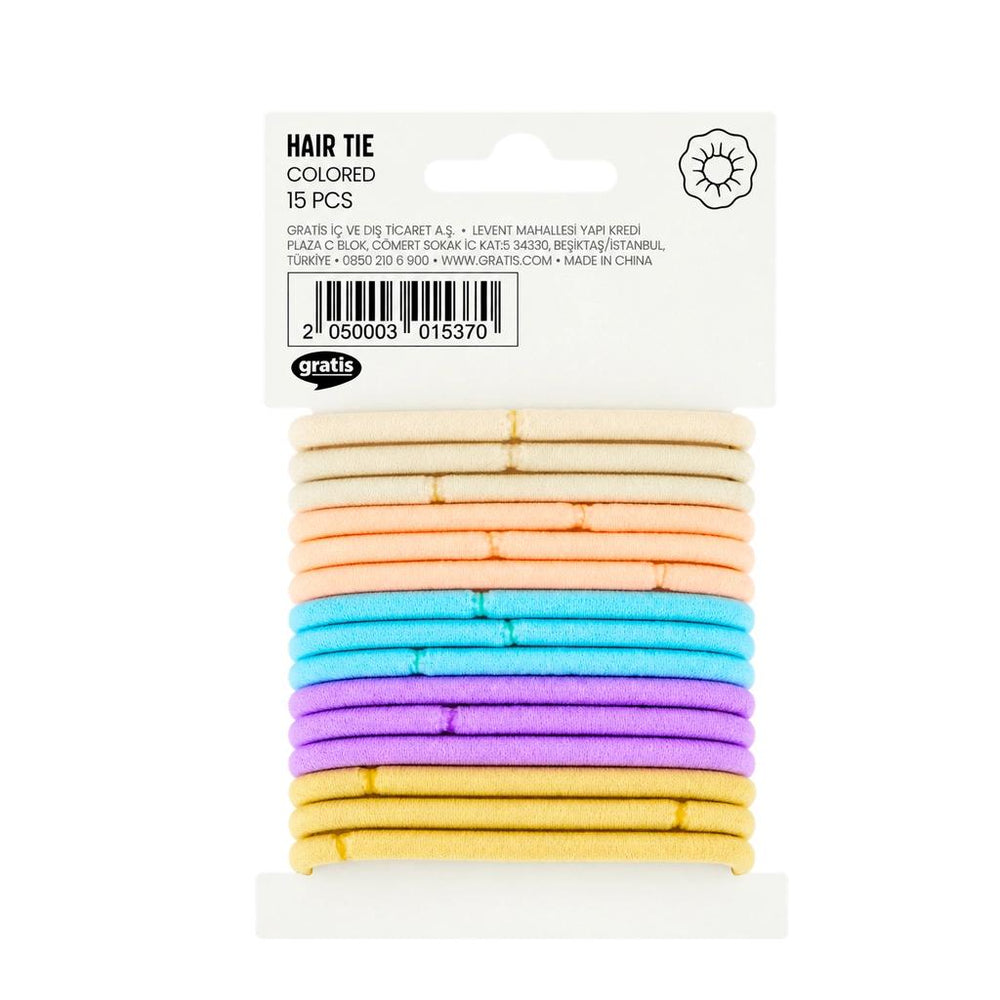 Eklips 15-Piece Pastel Colored Elastic Hair Ties