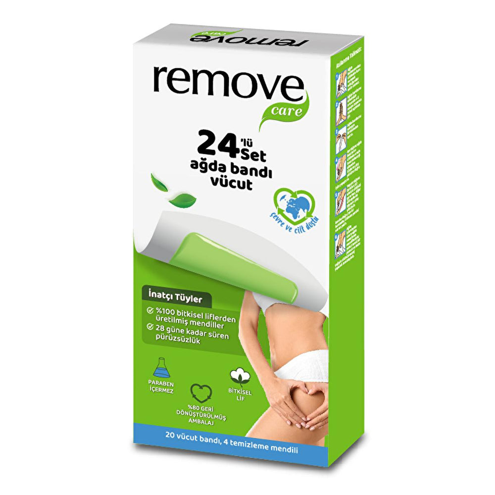 Remove Care Wax Strips for Body Hair Removal - Easy, Dermatologically Tested, 24-Piece Set for Arms and Legs - view 2