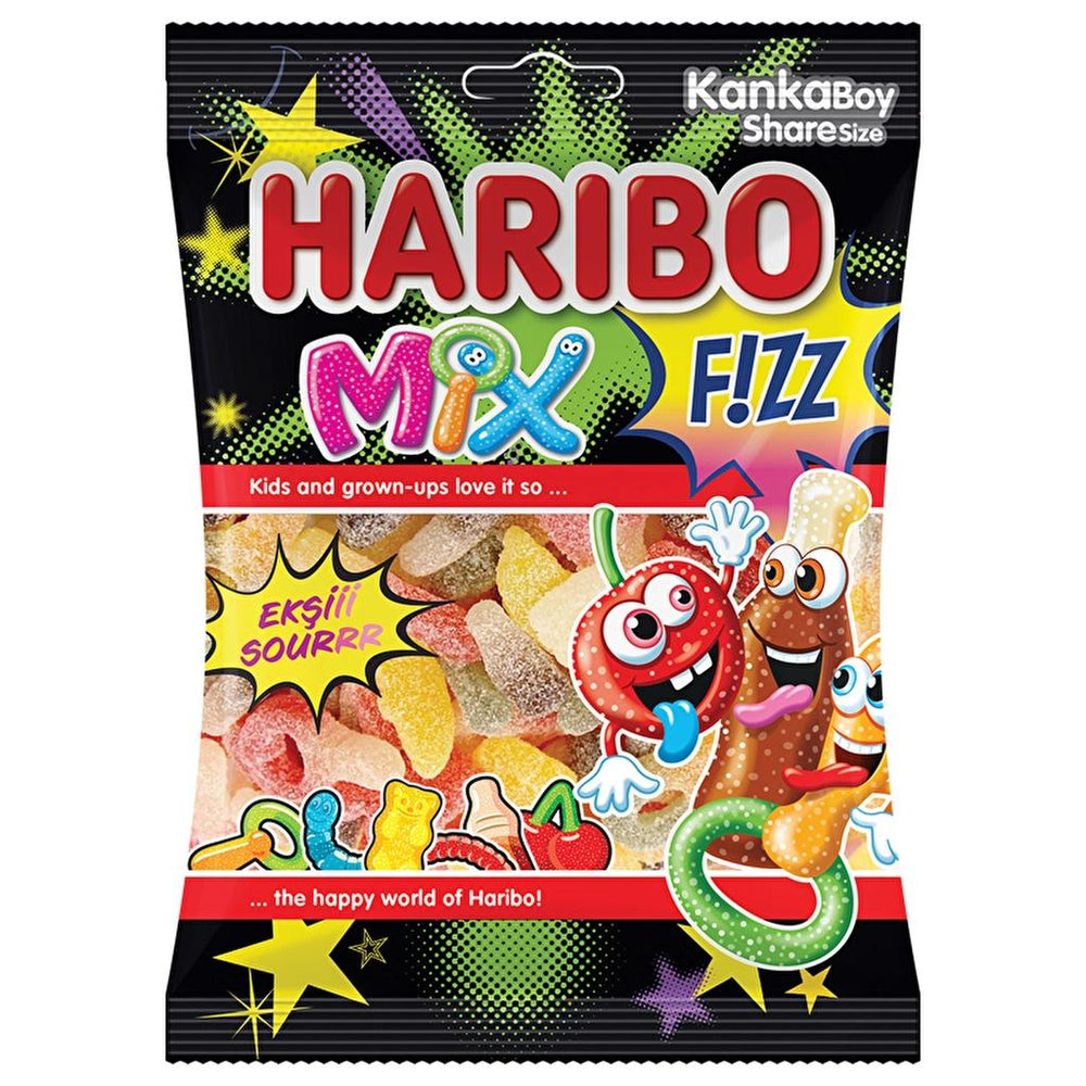 Haribo Fizz Mix Sour Fruit Flavored Gummy Candy 70g