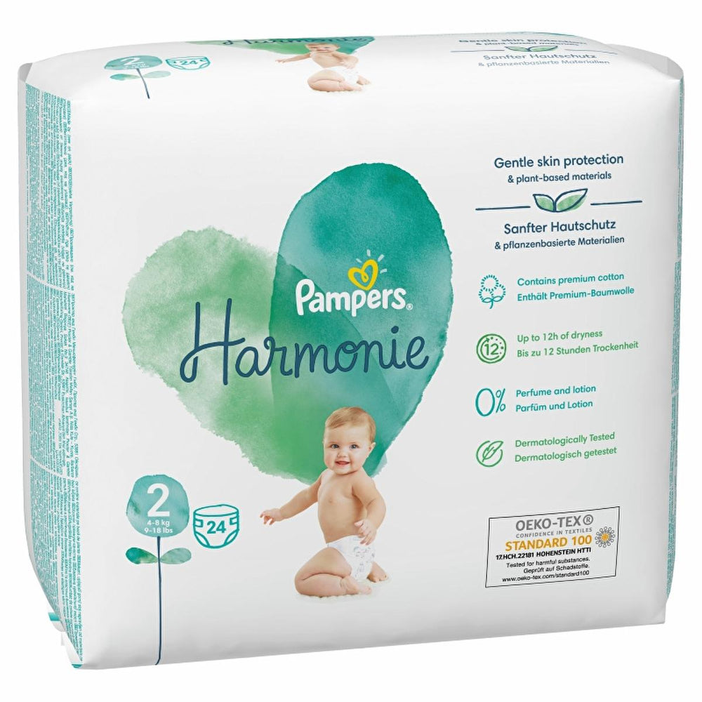 Prima Harmonie Baby Diapers Size 2, 24 Count - Gentle on Sensitive Skin, Hypoallergenic & Plant-Based - view 2