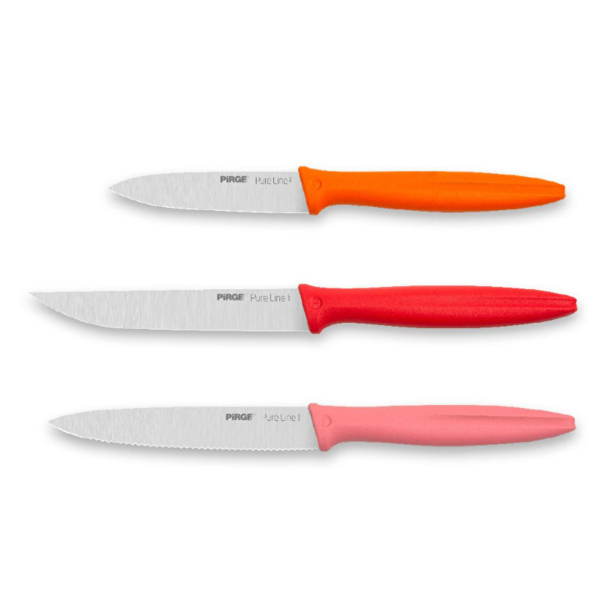 Pirge Pure Line Kitchen Knife Set - High Carbon Stainless Steel, Ergonomic Handle - 46104 Pirge Pure Line Kitchen Knife Set - High Carbon & Ergonomic Kitchen Knife Set, Stainless Steel Knives, Ergonomic Handle Knives, High Carbon Knives, Pure Line Kitchen Utensils, Kitchen Essentials, Cooking Utensils, Chef's Tools, Kitchen Gifts