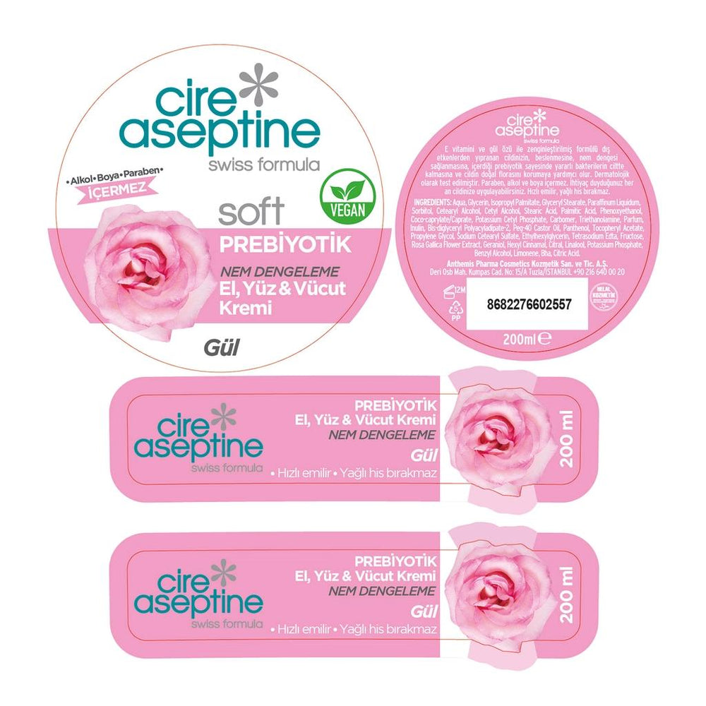 Cire Aseptine Soft Rose Extract Prebiotic Cream 200 ml