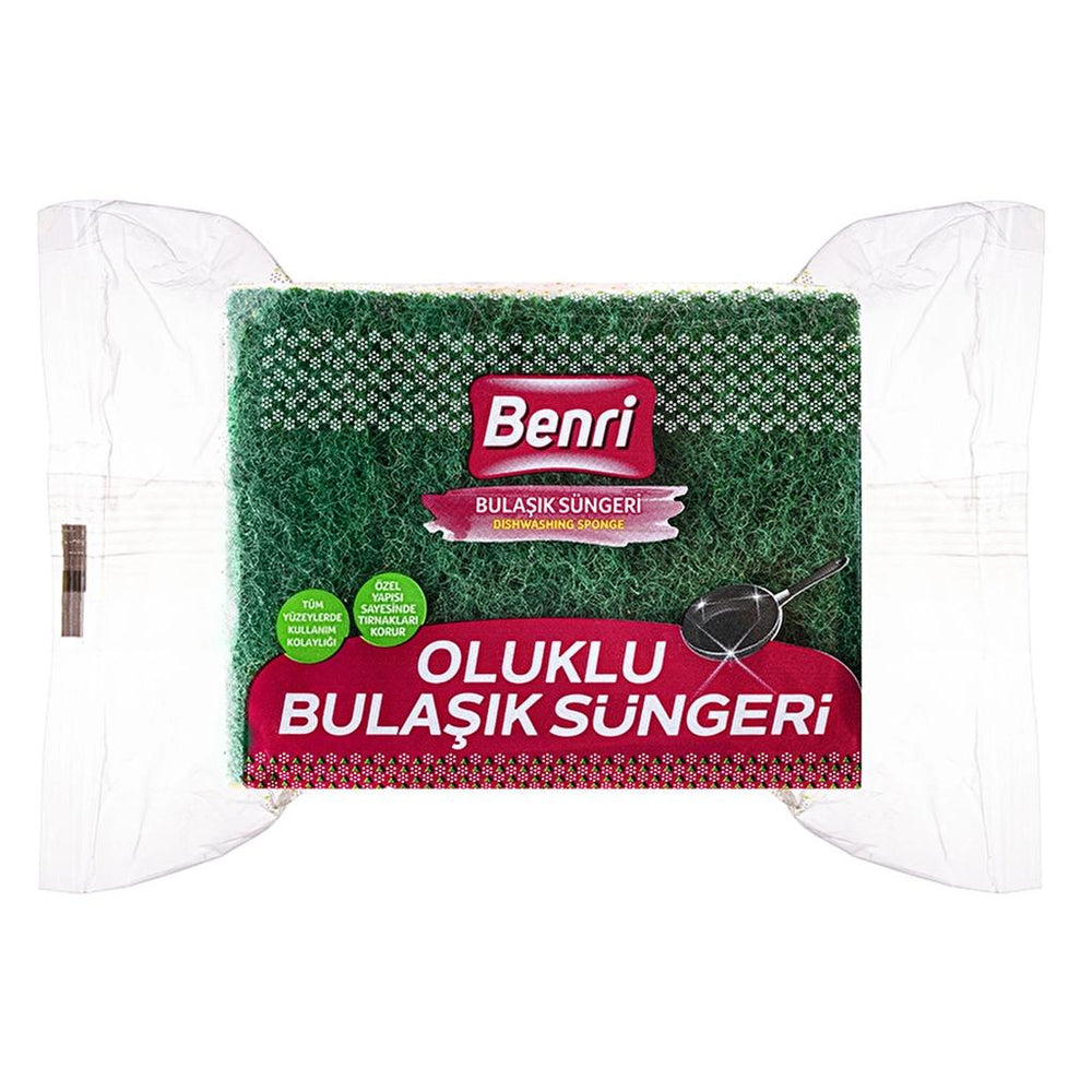 Benri Grooved Dish Sponge for Multi-Surface Cleaning 1 Count
