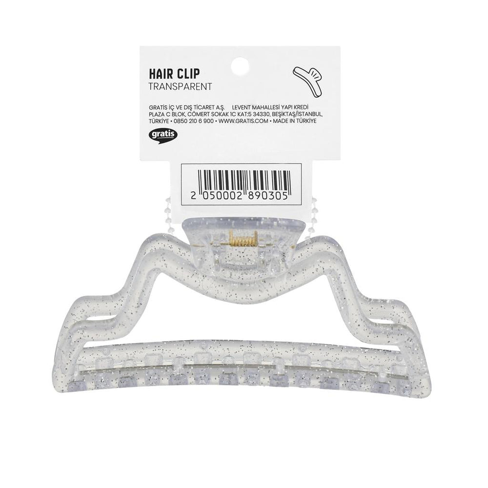 Eklips Curved Claw Hair Clip in Glittery Transparent