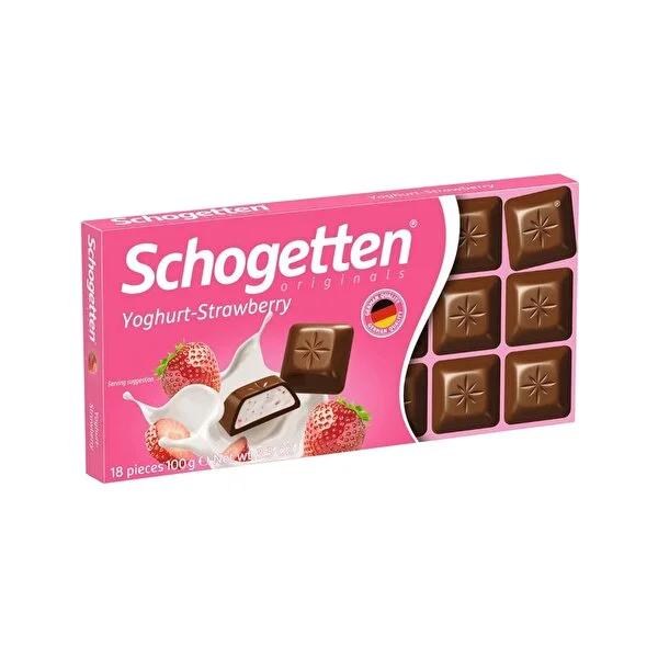 Schogetten Strawberry Yogurt Chocolate Bar - 100g German Chocolate with Unique Filling Schogetten Strawberry Yogurt Chocolate Bar - Unique German Chocolate strawberry yogurt chocolate, Schogetten chocolate, German chocolate, chocolate bar, strawberry flavored chocolate, unique filling, premium chocolate, sweet treat, gift ideas, chocolate lovers, indulgent chocolate, sharing chocolate