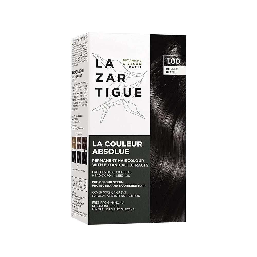 Lazartigue Absolue Colour Hair Dye 1.00 Intense Black - Intense, Long-Lasting Black Hair Color Lazartigue Absolue Colour 1.00 Intense Black Hair Dye hair dye, intense black hair color, Lazartigue Absolue Colour, black hair dye, hair coloring products, hair care, beauty products, cosmetic products, black hair, hair color maintenance