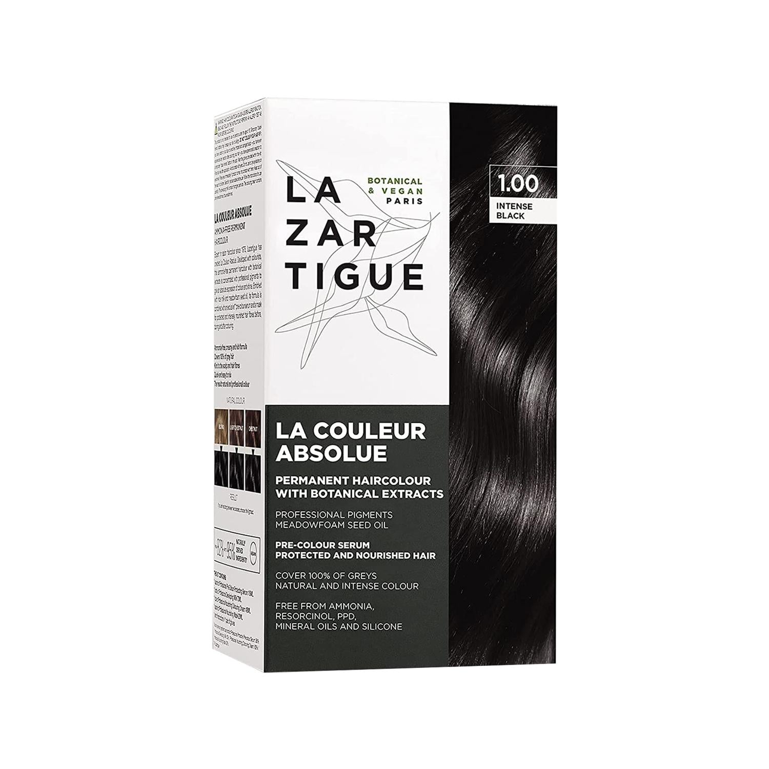 Lazartigue Absolue Colour Hair Dye 1.00 Intense Black - Intense, Long-Lasting Black Hair Color Lazartigue Absolue Colour 1.00 Intense Black Hair Dye hair dye, intense black hair color, Lazartigue Absolue Colour, black hair dye, hair coloring products, hair care, beauty products, cosmetic products, black hair, hair color maintenance