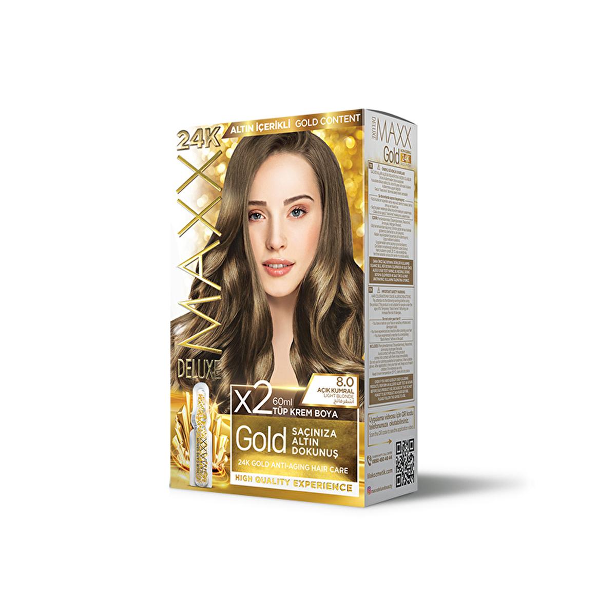 Maxx Deluxe Golden Beauty 8.0 Açık Kumral Hair Dye: 24K Gold Infused for Vibrant, Long-Lasting Light Ash Blonde Color & Shine Maxx Deluxe Golden Hair Dye: 24K Gold, Vibrant Color & Shine hair dye, golden blonde hair dye, 24k gold hair dye, hair color, hair coloring, maxx deluxe hair dye, açık kumral hair dye, light ash blonde hair dye, hair shine, hair strengthening, anti-aging hair care, gray coverage, hair treatment, avocado oil, hair conditioner, hair serum, golden hair, blonde hair, light ash blonde, pe