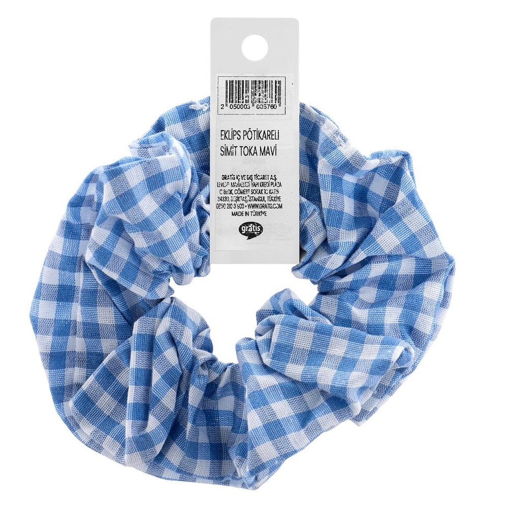 Eklips Blue Gingham Scrunchie for Stylish Hair Styling 1 pc