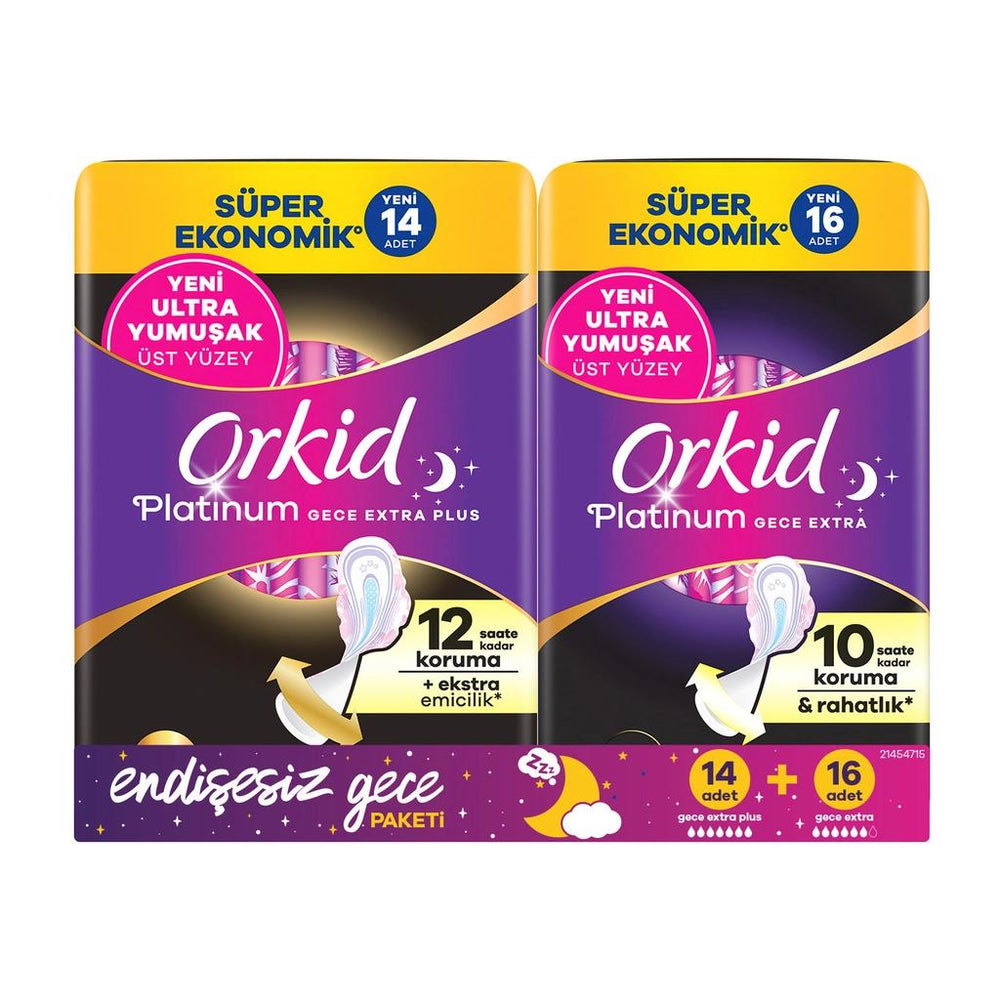 Orkid Platinum Night Sanitary Pads Variety Pack 30 Count