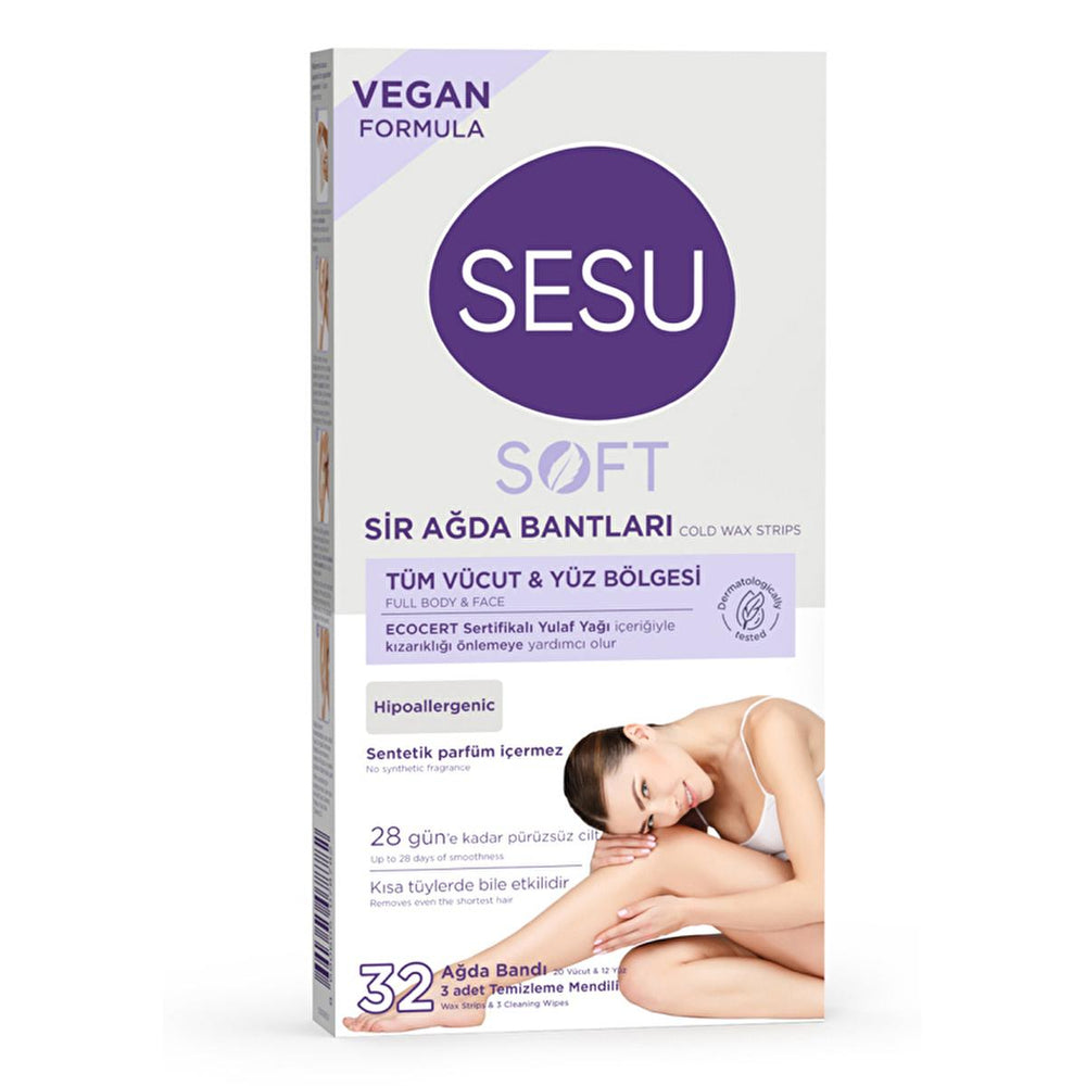 Sesu Soft Wax Strips for Hair Removal - Easy, Quick, Dermatologically Tested - 32 Strips - view 3