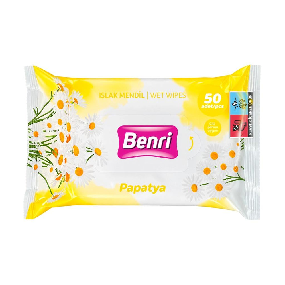 Benri Chamomile Wet Wipes for Gentle Cleansing 50 Count