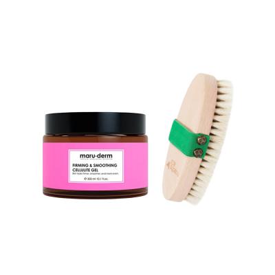 Maruderm Anti-Cellulite Care Set with Horsehair Brush - Smooths, Firms & Reduces Cellulite Appearance - Exfoliator