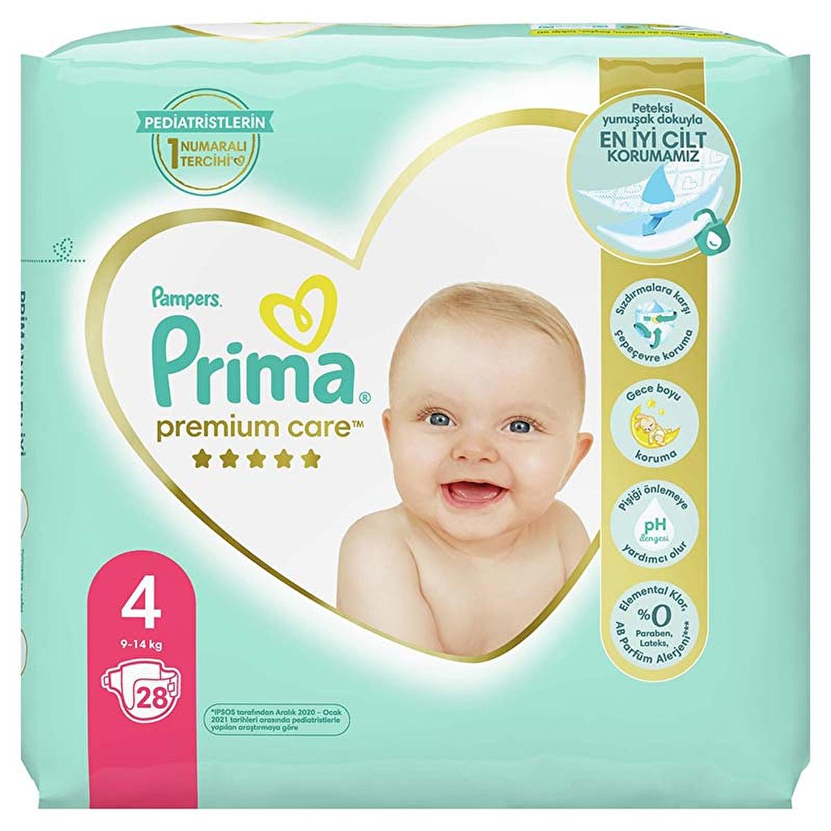 Prima Premium Care Baby Diapers, Size 4, 28 Count - Soft, Leakproof, and Dermatologically Tested Diapers for Sensitive Skin Prima Premium Care Diapers - Soft & Leakproof for Sensitive Skin Baby Diapers, Premium Baby Diapers, Dermatologically Tested Diapers, Leakproof Diapers, Soft Diapers for Sensitive Skin, Prima, Size 4, 28 Count, Baby Care, Diapering Essentials