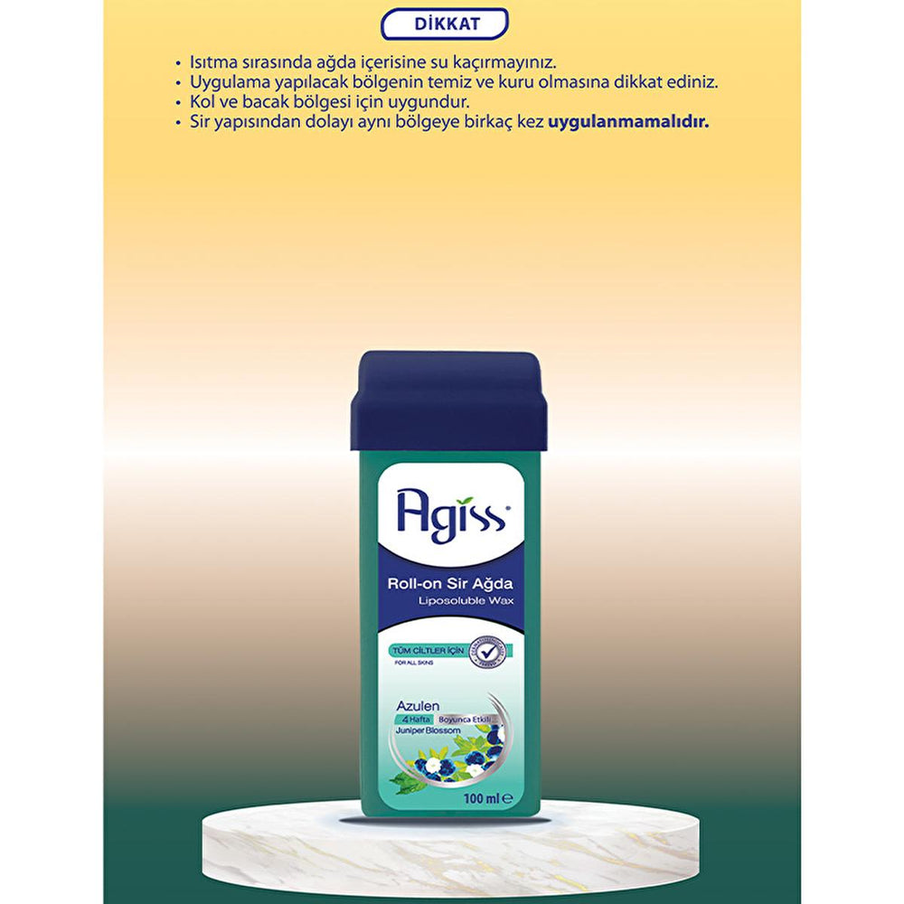 Agiss Azulen Roll-On Wax Hair Removal: 100% Natural Resin, Sugar-Free, Easy Application for All Skin Types Agiss Roll-On Wax: Natural Hair Removal for Smooth Skin roll-on wax, hair removal, natural resin wax, sugar-free wax, at home waxing, waxing for all skin types, easy wax application, short hair removal wax, azulen wax, wax, waxing, resin, hair removal for all skin types, natural hair removal, hair removal at home, body hair removal, facial hair removal, natural resin, sugar-free, easy application, smoo