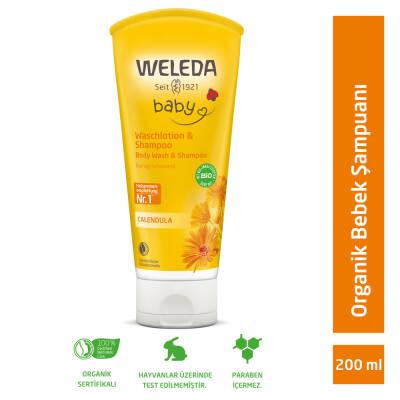 weleda baby calendula shampoo bottle, weleda baby calendula shampoo on towel, weleda baby calendula shampoo ingredients Weleda Baby Calendula Shampoo - Gentle 200 ml Weleda Baby Calendula Shampoo 200 ml baby-shampoo, weleda, calendula, gentle-cleanser, natural-products, parents, organic, sensitive-skin, baby-care, ai-generated