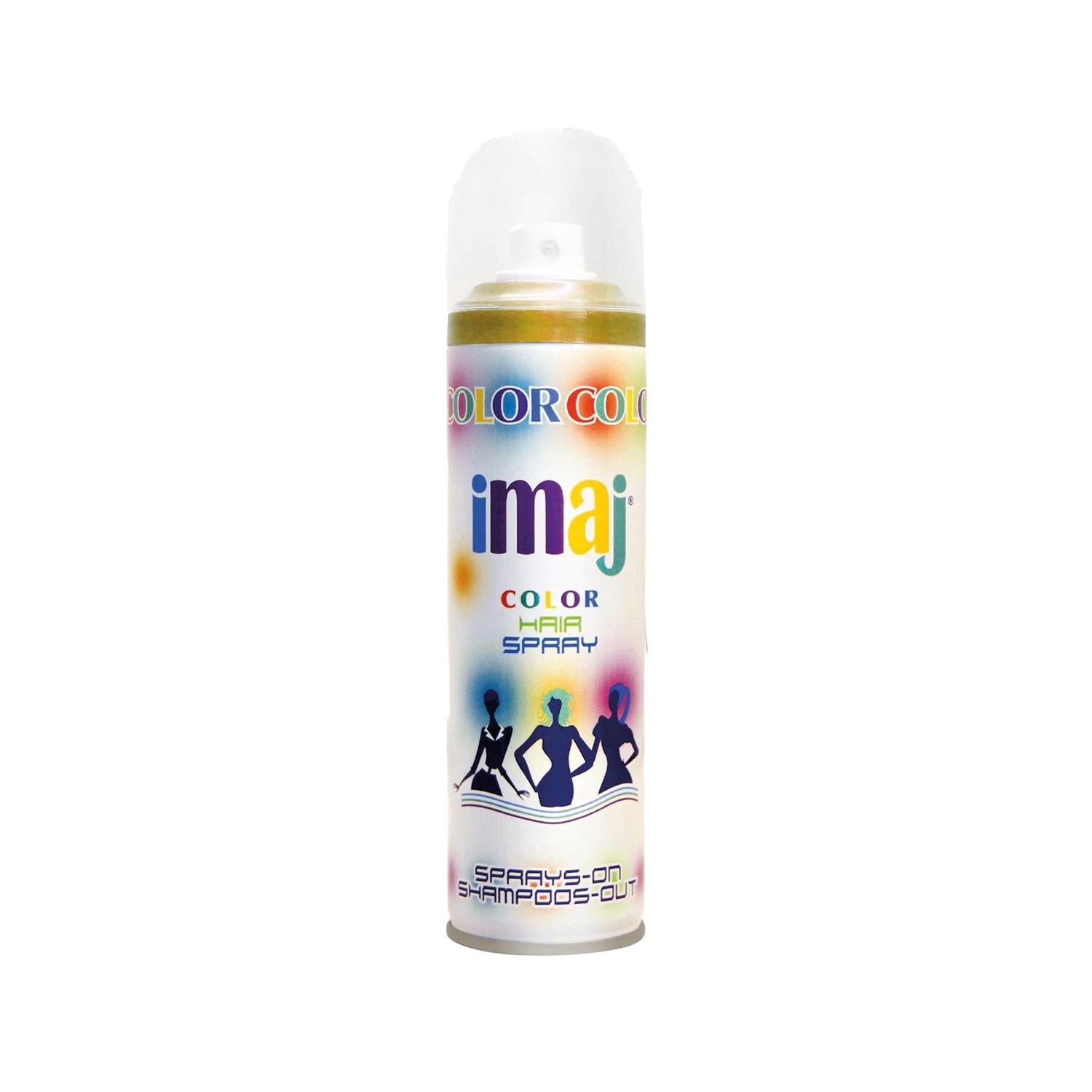 Imaj Color Colored Hair Spray - Yellow, 3.38 fl oz - Temporary Hair Color Spray for Events &amp; Parties Imaj Color Yellow Hair Spray - 3.38 fl oz Colored hair spray, Temporary hair color, Yellow hair spray, Imaj Color hair spray, 100 ml hair spray, Hair color for events, Party hair color, Temporary hair color spray, Hair spray for parties, Festival hair color, Cosmetic hair products